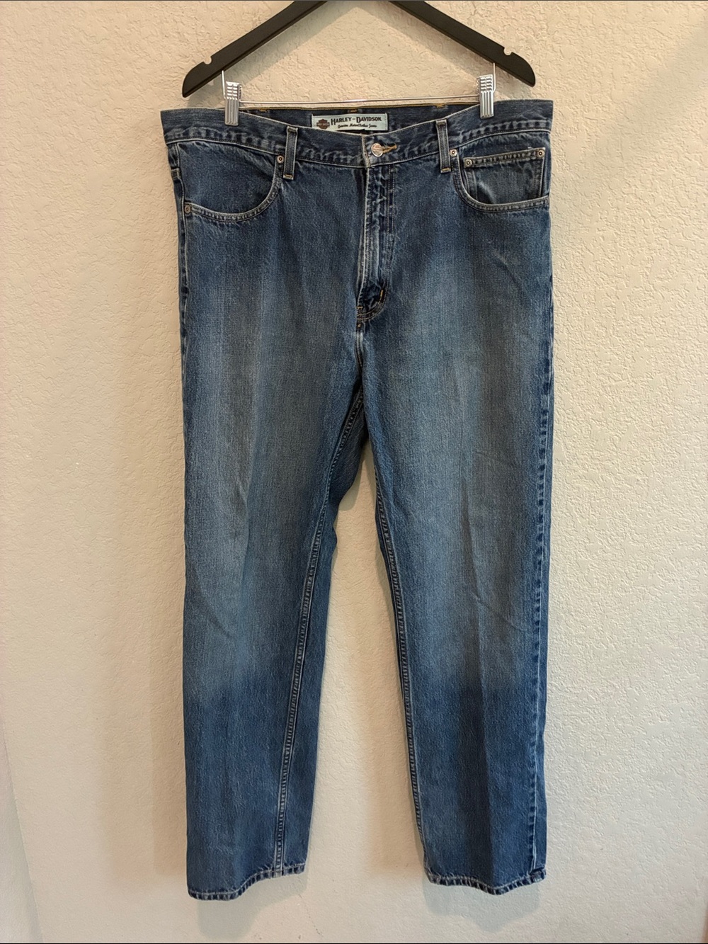 Harley-Davidson Men's Faded Blue Straight Jeans
